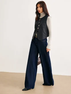 Online Geometric Button Short Vest Outerwear|Vests