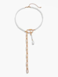 Online Geometric Chain Beaded Y-Shape Necklace Necklaces|Accessories