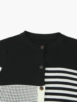 Geometric Color Block Breasted Knit Top Sweater Tops|Sweaters & Cardigans