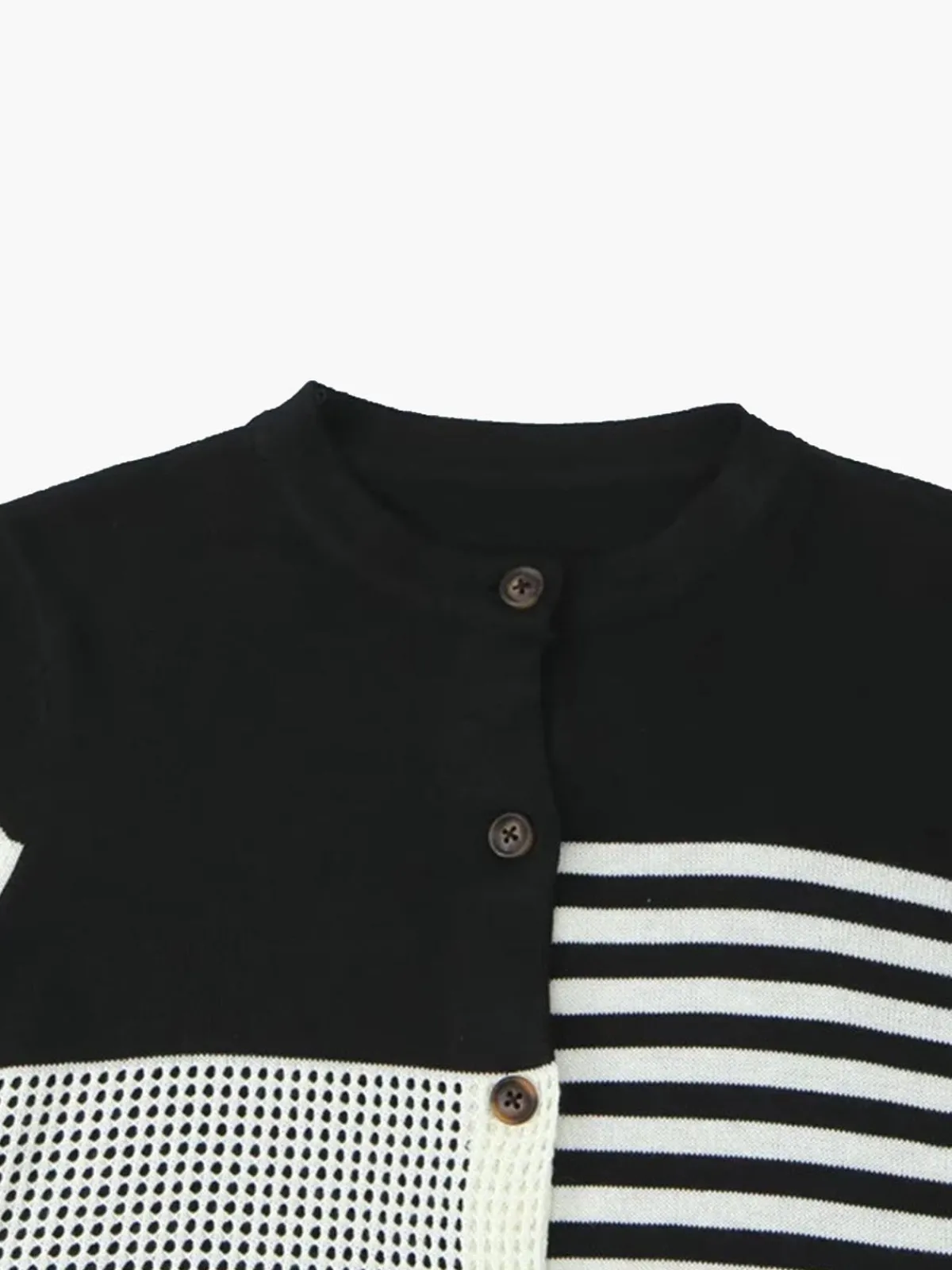 Geometric Color Block Breasted Knit Top Sweater Tops|Sweaters & Cardigans