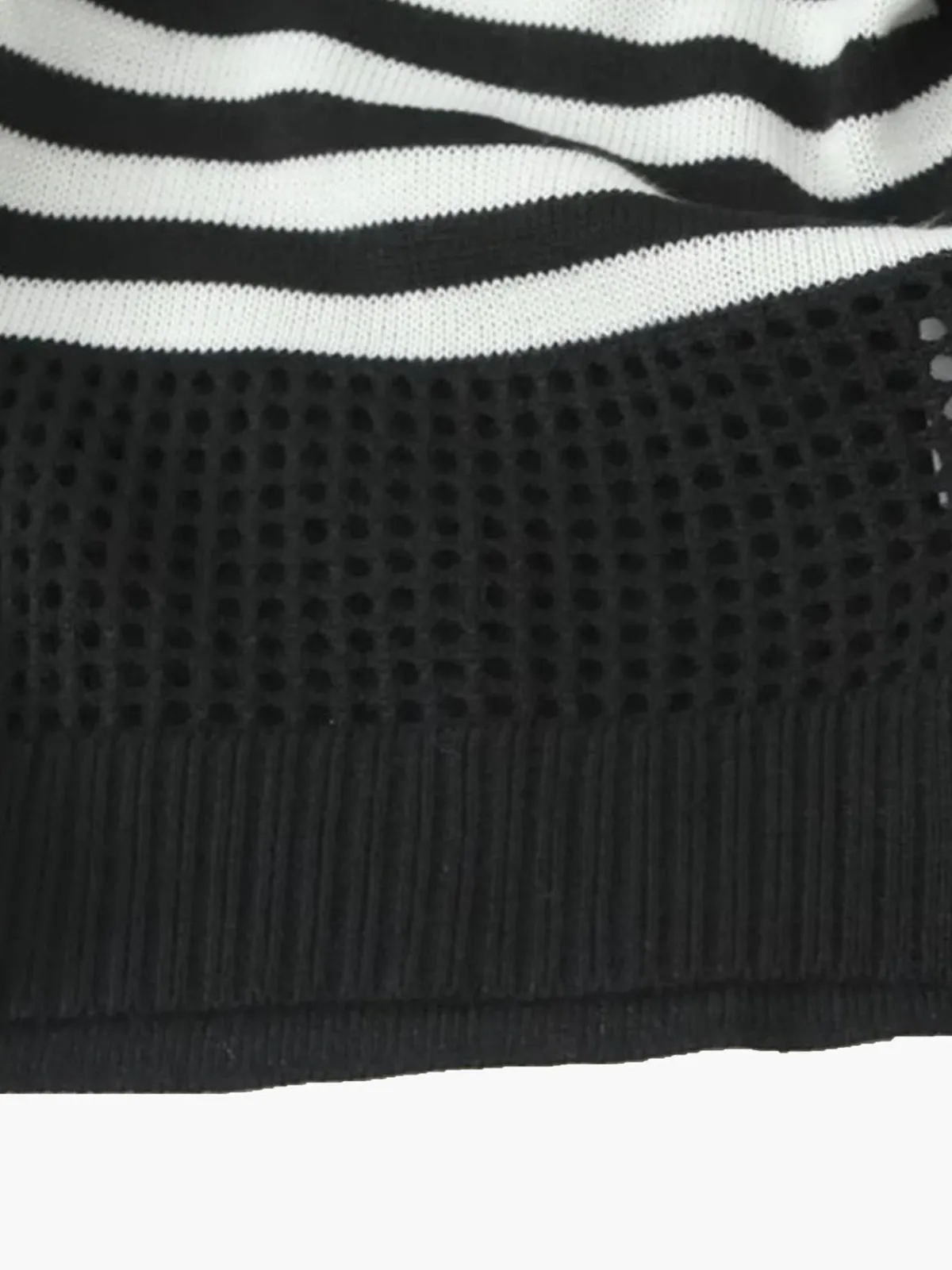 Geometric Color Block Breasted Knit Top Sweater Tops|Sweaters & Cardigans