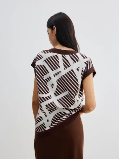 Geometric Contrast Striped Sweater Vest Sweater Vests|Sweaters & Cardigans