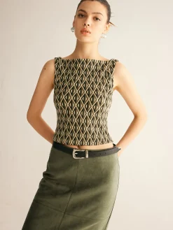 Hot Geometric Pattern Crop Tank Top Crop Tops|Tank Tops & Camis