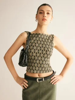 Hot Geometric Pattern Crop Tank Top Crop Tops|Tank Tops & Camis