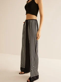 Best Geometric Pinstripe Satin Pants Pants|Matching Sets