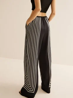 Best Geometric Pinstripe Satin Pants Pants|Matching Sets
