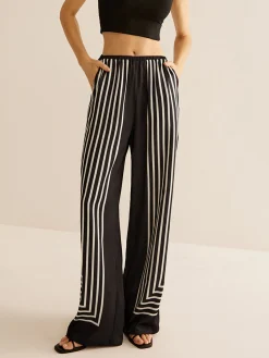 Best Geometric Pinstripe Satin Pants Pants|Matching Sets