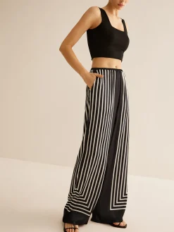 Best Geometric Pinstripe Satin Pants Pants|Matching Sets