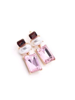 Geometric Rhinestone Drop Earrings Earrings|Accessories