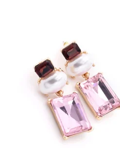 Geometric Rhinestone Drop Earrings Earrings|Accessories