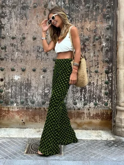 Hot Geometrical Print Flare Pants Pants|Bottoms