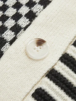 Discount Geometric-Pattern Crop Knit Outerwear Sweater Tops|Outerwear