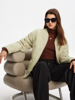 Online Geometric-Pattern Plain Winter Coat Outerwear|Coats