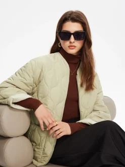 Online Geometric-Pattern Plain Winter Coat Outerwear|Coats