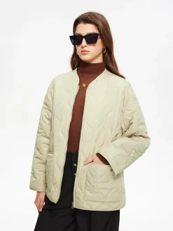 Online Geometric-Pattern Plain Winter Coat Outerwear|Coats