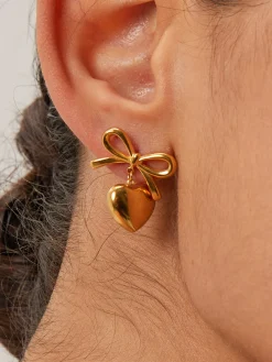 Gift Ribbon Bow Heart Dangle Earrings Earrings|Accessories
