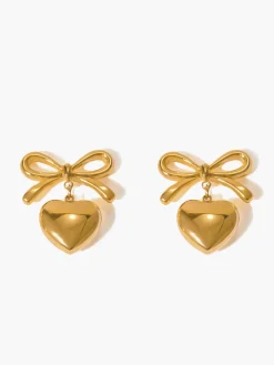 Gift Ribbon Bow Heart Dangle Earrings Earrings|Accessories