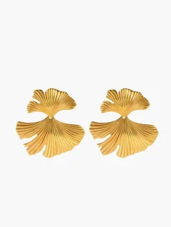 Outlet Ginkgo Leaf Ripple Earrings Earrings|Accessories