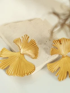 Outlet Ginkgo Leaf Ripple Earrings Earrings|Accessories