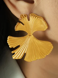 Outlet Ginkgo Leaf Ripple Earrings Earrings|Accessories