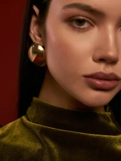 Hot Glossy Half-Ball Stud Earrings Earrings|Accessories