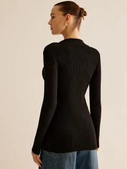 Discount Glossy-Ring  Ribbed Slim Cardigan Cardigans|Sweaters & Cardigans