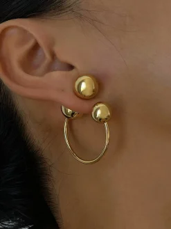 Hot en Ball Stud Hoop Earrings Earrings|Accessories