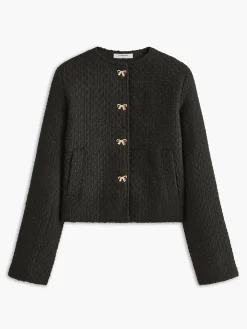 New Golden Bow Tweed Blazer Outerwear|Blazers