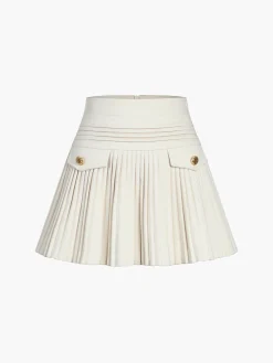 Discount Golden Button Pleated Mini Skirt Skirts|Bottoms