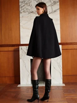 Best Golden Button Pockets Belted Cloak Outerwear|Outerwear