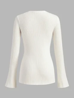Online Golden Button Split Knit Top Sweater Tops|Sweaters & Cardigans