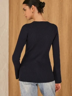 Online Golden Button Split Knit Top Sweater Tops|Sweaters & Cardigans