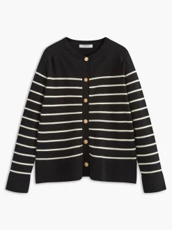 Outlet Golden Button Striped Cozy Cardigan Cardigans|Sweaters & Cardigans