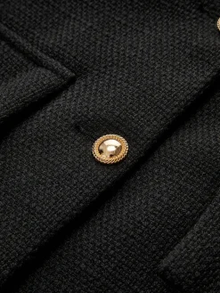 Discount Golden Button Tweed Blazer Outerwear|Blazers