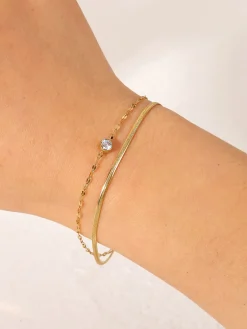 Online en Double Chains Rhinestone Bracelet Rings & Bracelets|Accessories