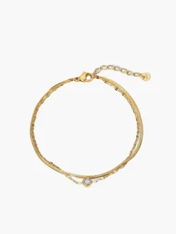 Online en Double Chains Rhinestone Bracelet Rings & Bracelets|Accessories