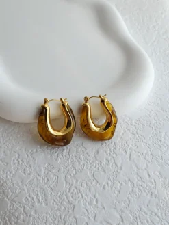 Sale Golden Embrace Amber Hoop Earrings Earrings|Accessories