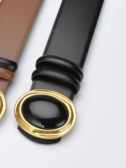 Sale Golden Oval Buckle Belt Belts & Chain|Accessories