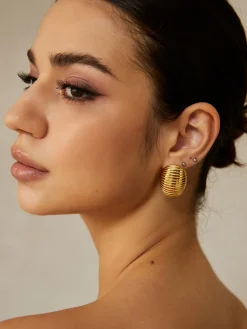 Outlet en Ribbed Half-Hoop Earrings Earrings|Accessories