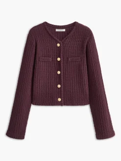Discount Golden-Button Textured Cardigan Cardigans|Sweaters & Cardigans
