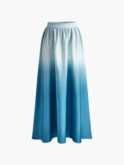Outlet Gradient Lace Up Tube Long Skirt Set Skirt Sets|Long Sleeve Sets