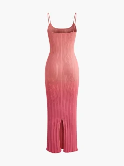 Best Gradient Split Cami Sweater Long Dress Sweater Dresses|Cocktail & Party Dresses