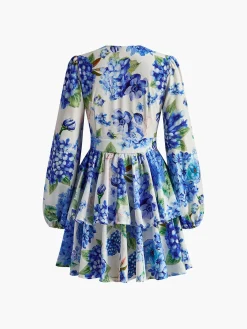 Online Grape Printed Ruffle Corset Dress Casual Dresses|Cocktail & Party Dresses