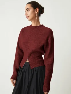 New Half Zip Fuzzy Sweater Sweater Tops|Sweaters & Cardigans