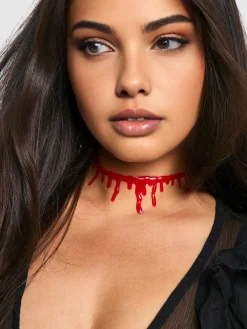 Sale Halloween Imitation Blood Dripping Choker Necklace Necklaces|Accessories