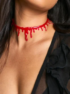 Sale Halloween Imitation Blood Dripping Choker Necklace Necklaces|Accessories
