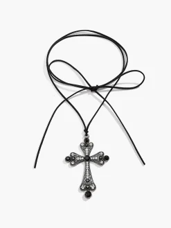 Sale Halloween Rhinestone Cross Pendant Necklace Necklaces|Accessories
