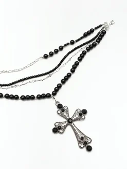 New Halloween Stacking Rhinestone Cross Charm Necklace Necklaces|Accessories
