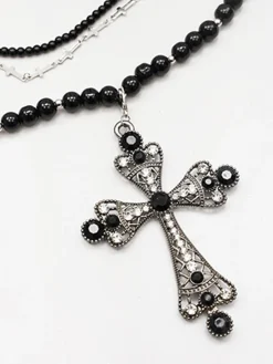New Halloween Stacking Rhinestone Cross Charm Necklace Necklaces|Accessories