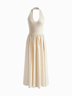 Hot Halter Backless Pockets Dress White Dresses|Black Dresses
